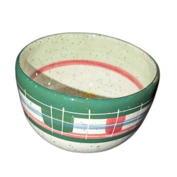 Vintage 1998 Julie Ueland Enesco Speckled Plaid Small Christmas Tree Bowl 4.5" - Picture 2 of 3